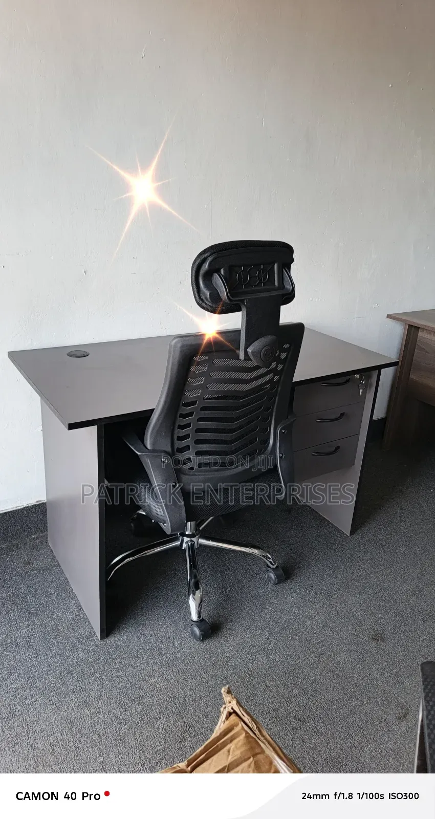 1.2 Mtrs Office Desk Gray+ Ergonomic Office Headrest Chair