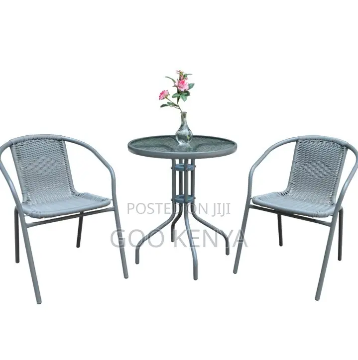 Home Table; Durable Garden Wicker Glass Top Table and Chair Set