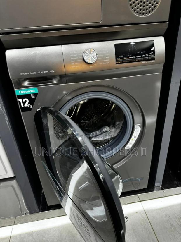 Hisense* Washing Machine Front Load *12kg* Grey Fulll Automatic - main view
