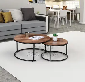 Home Table; MDF Wood Top Coffee Table Set With Industrial Design