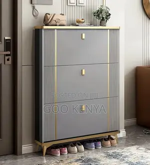 Home Shoe Rack; Wooden Shoe Rack Cabinet With 3 Flip-Drawers