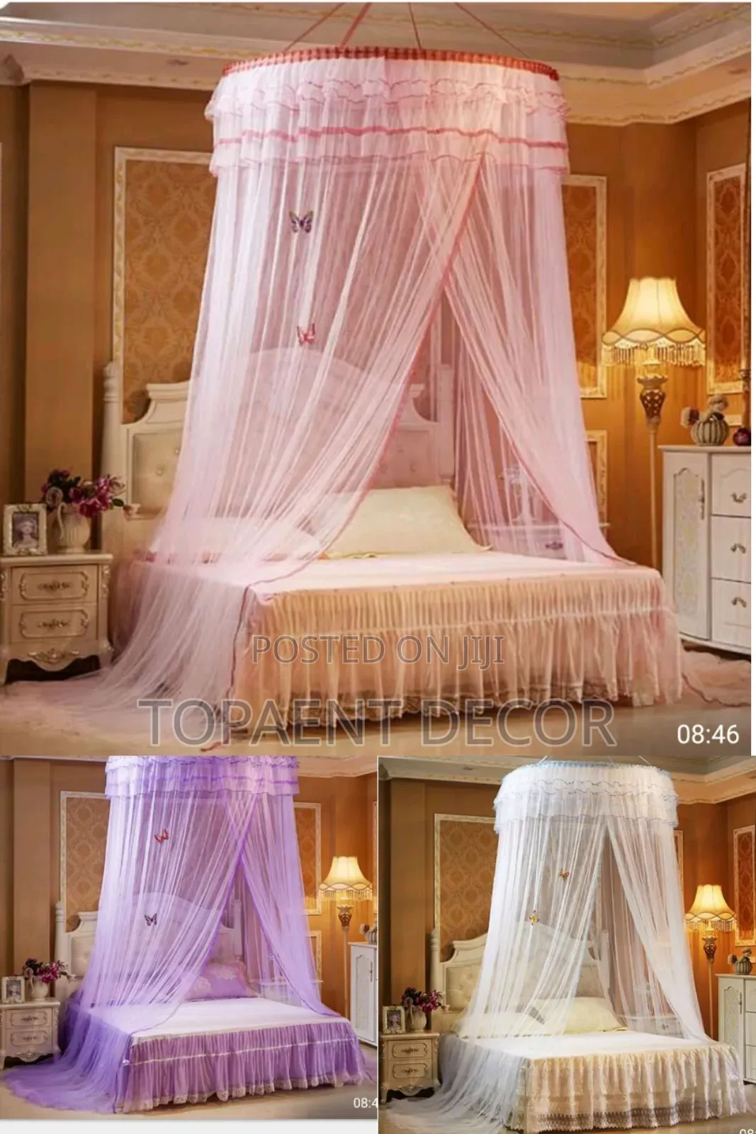 Wrapped In Serenity Purple,Pink And White Round Mosquito Nets