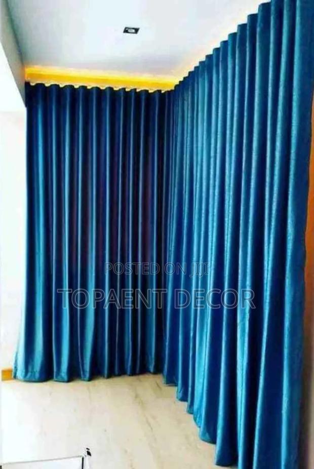 Draped In Elegance, Aesthetic Blue Window Curtains - main view