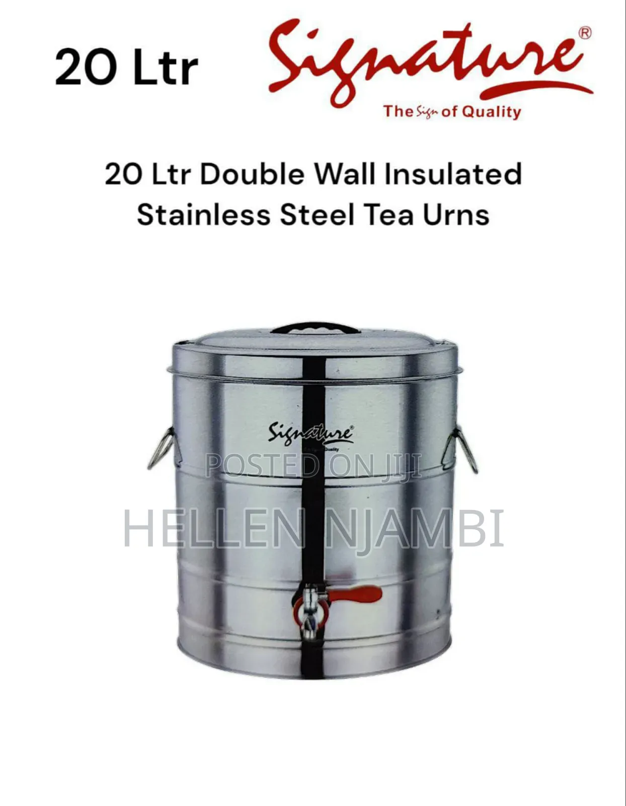 20 LTR Double Wall Insulated Stainless Steel Tea Urn