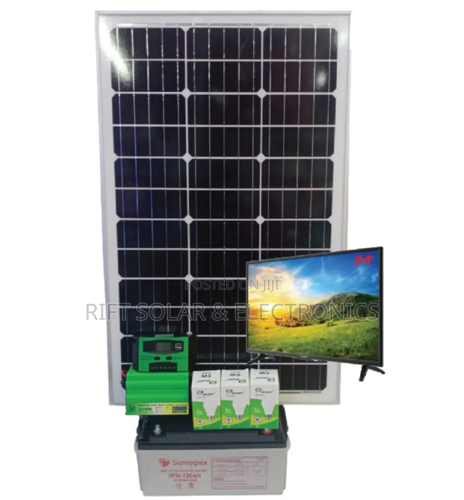 200w Solar Panel+ + 120ah Gel Battery + 24" Digital Tv +300w Inverter
