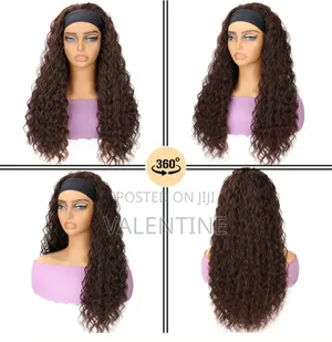 Elegant Dark Brown Long Curly Wave Headband Wig for Women