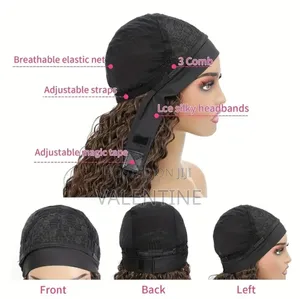 Elegant Dark Brown Long Curly Wave Headband Wig for Women