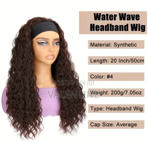 Elegant Dark Brown Long Curly Wave Headband Wig for Women