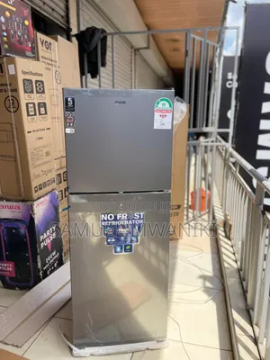 Mika Fridge 255 Liters 2 Door Top Mount Freezer No Frost, Dark Silver
