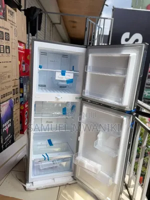 Mika Fridge 255 Liters 2 Door Top Mount Freezer No Frost, Dark Silver
