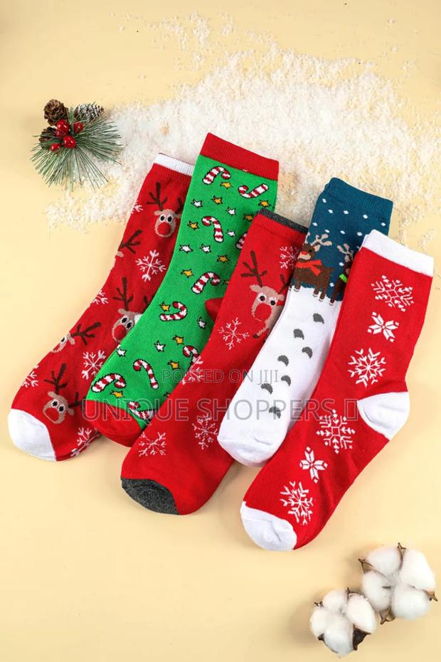5 PCS Gift Pack Set Christmas Themed Woolen Socks Mid-Tube Socks* - thumbnail 5
