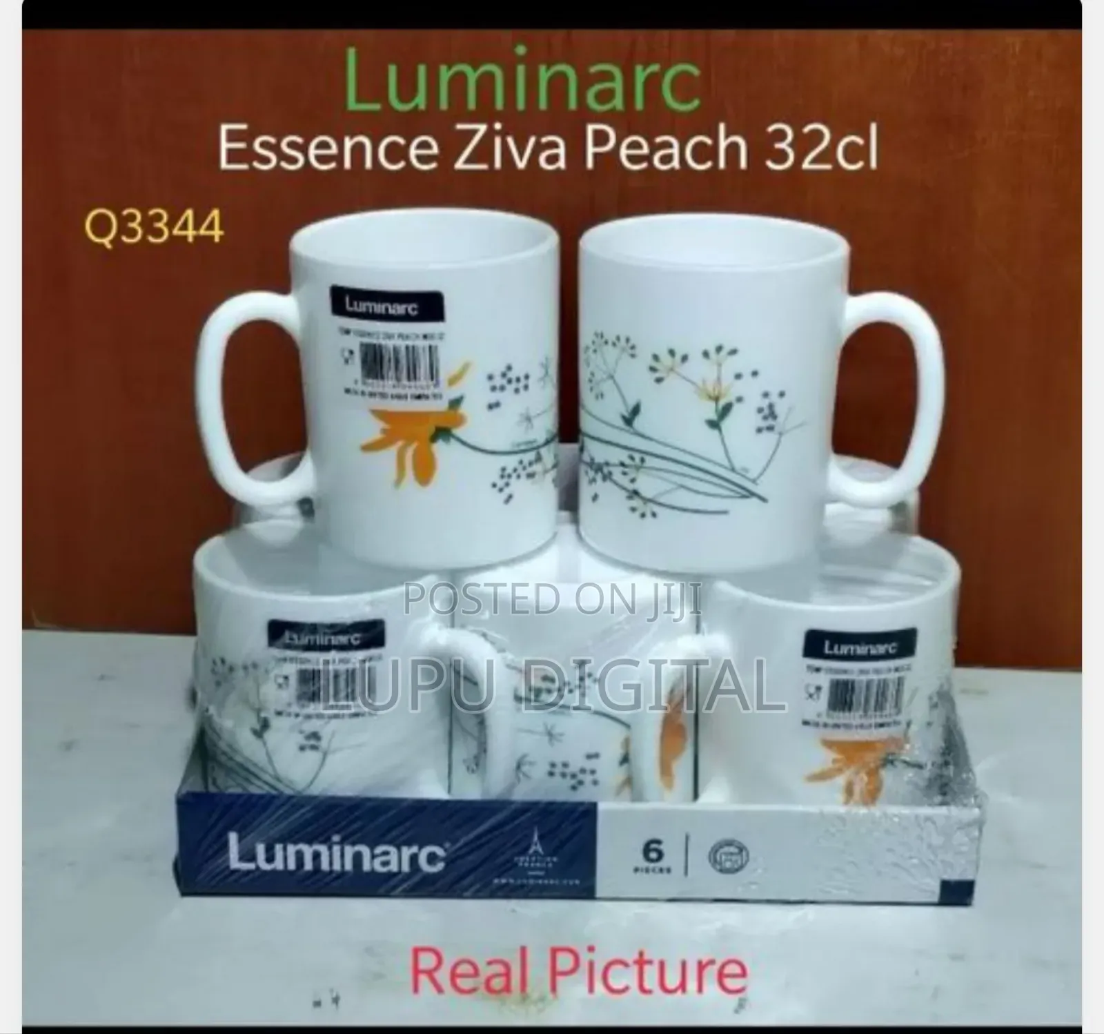 *Set of 6 Luminarc Ziva Peach Cups