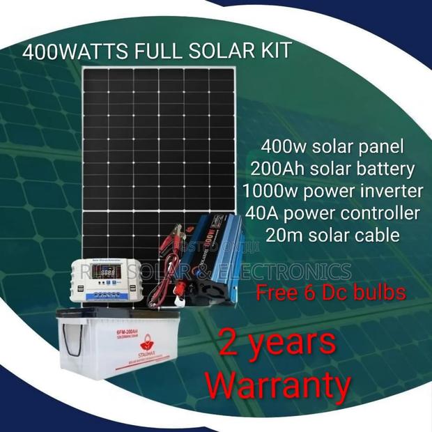 Powerful 400 Watts Full Solar System - 1000w Inverter - 200ah Battery - main view