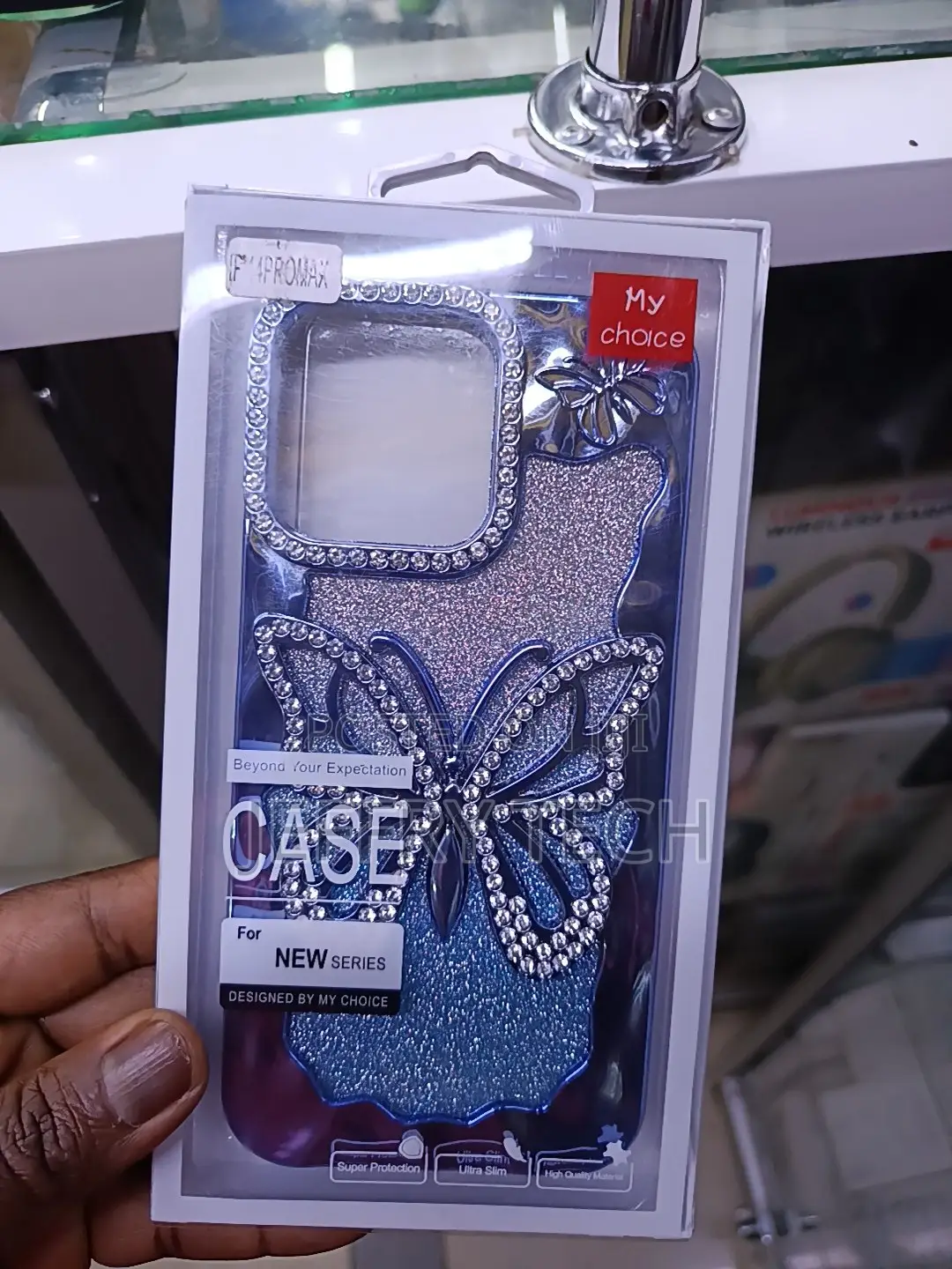 Erams iPhone 14 Pro Max 3d Glitter Butterfly Case With Plated Lens