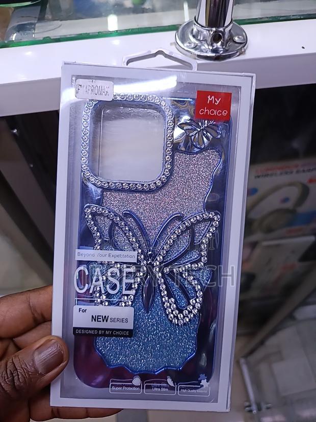 Erams iPhone 14 Pro Max 3d Glitter Butterfly Case With Plated Lens - main view