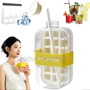 2-in-1 Ice Cube Bottle With an Integrated Ice Cube Tray and a Straw*