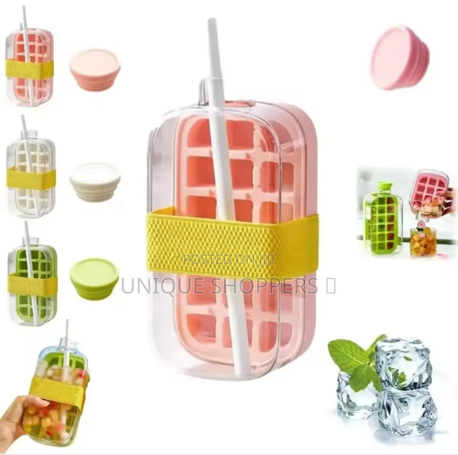 2-in-1 Ice Cube Bottle With an Integrated Ice Cube Tray and a Straw*