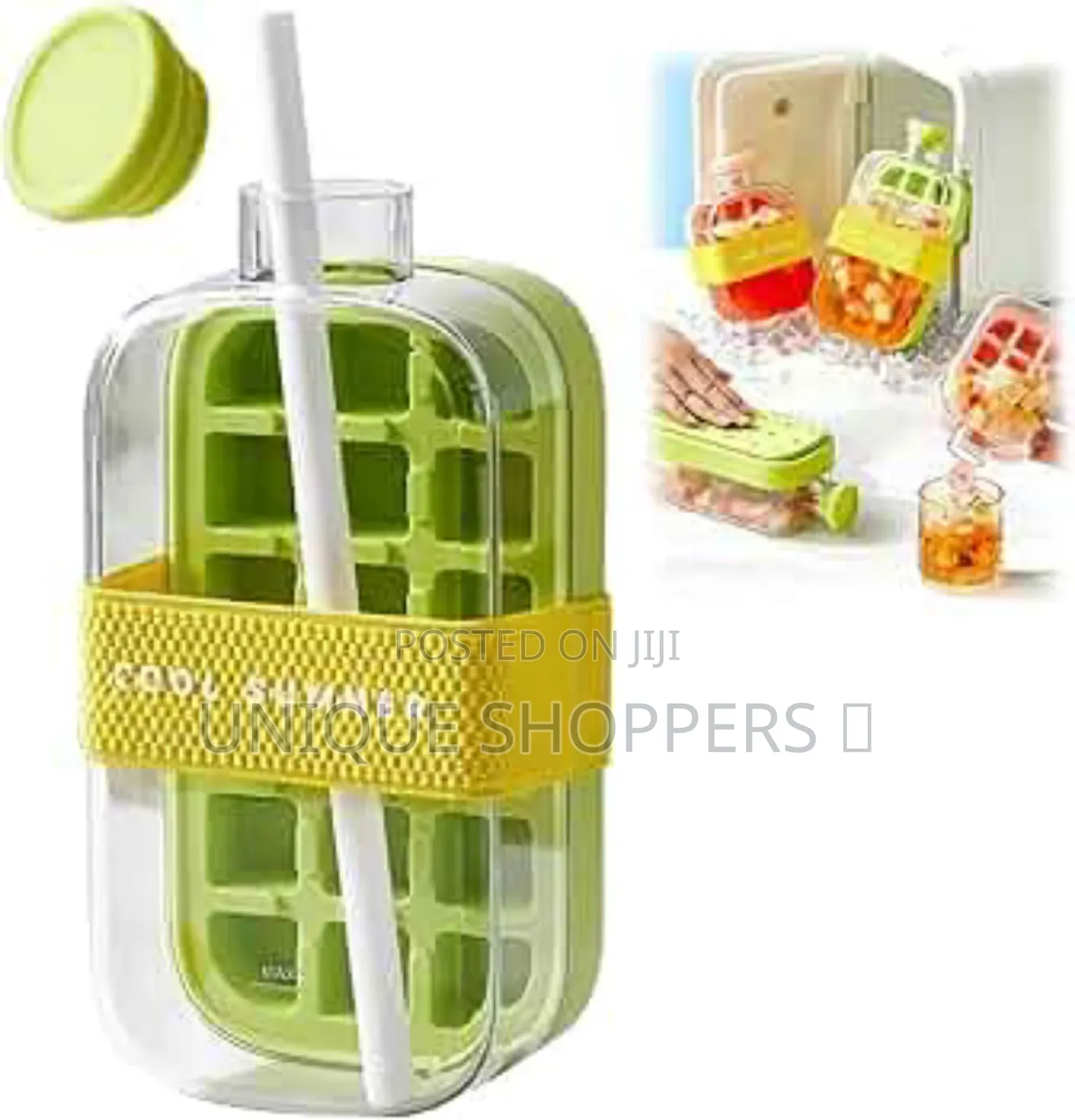 2-in-1 Ice Cube Bottle With an Integrated Ice Cube Tray and a Straw*