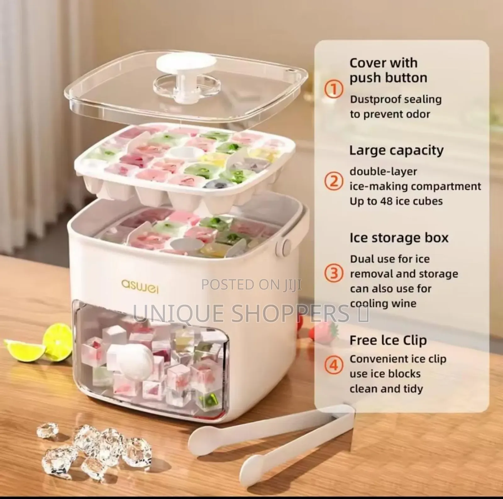 Premium Double Layed Large Capacity 48 Grid Ice Cube Maker Tray
