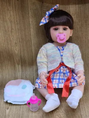 Silicone White Dolls With Pacifier,Feeding Bottle And Dipers For Kids