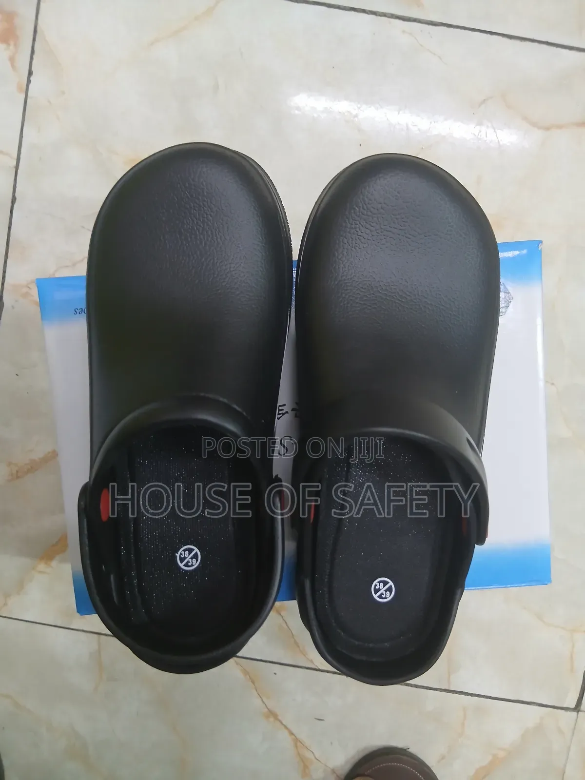 Antislip Black Crocs Used in Busy Kitchen