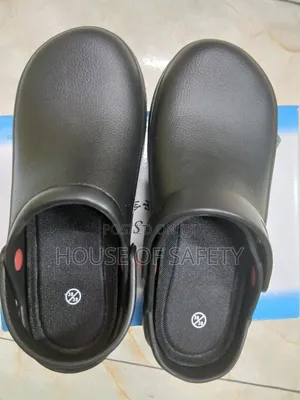 Antislip Black Crocs Used in Busy Kitchen