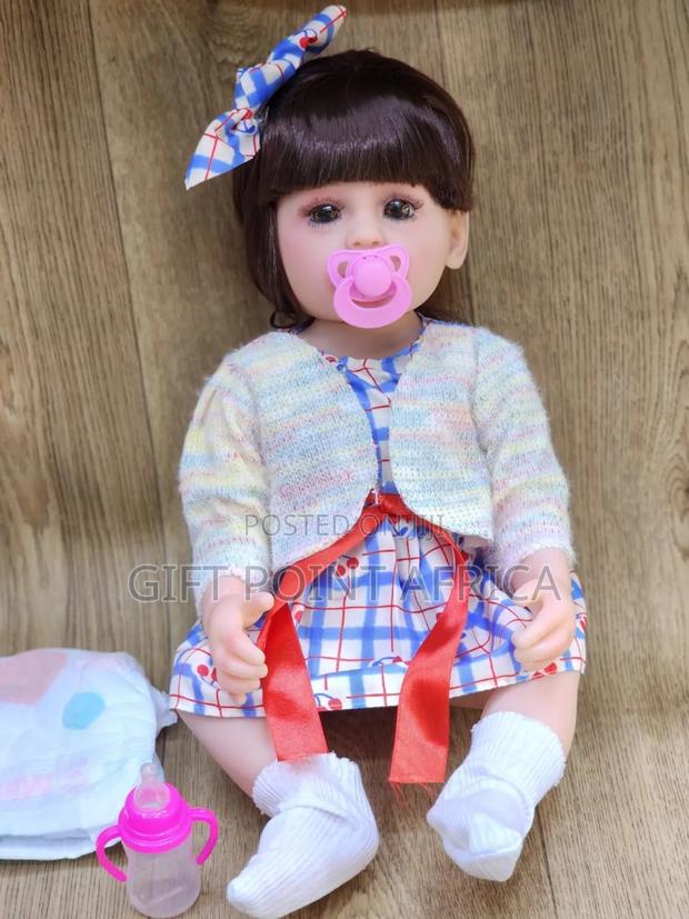 Silicone White Dolls With Percifier, Feeding Bottle, Dipers For Kids - thumbnail 2