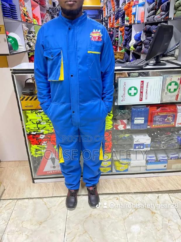 Unisex Royal Blue Cargo Pocket Overall - thumbnail 3