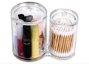 2 In 1 Acrylic Round  Cotton Swab Holder/ Makeup Brush