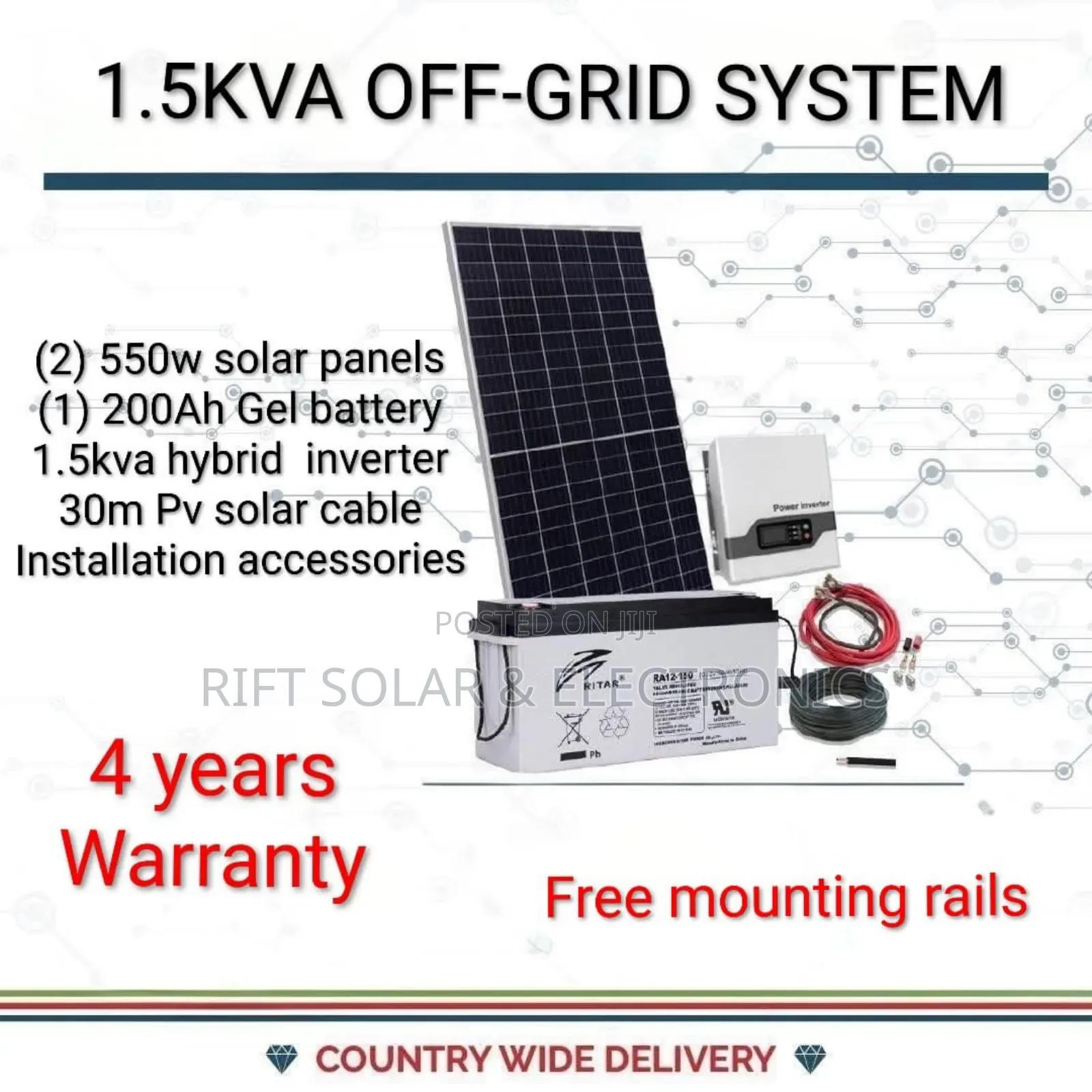 Offer 1.5kva Solar Solutions Complete (2)550w Solar - 200ah Battery