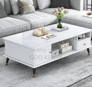 Home Table; Dual-Use Storage Coffee Table With Marble Top