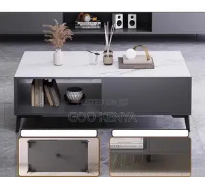 Home Table; Dual-Use Storage Coffee Table With Marble Top
