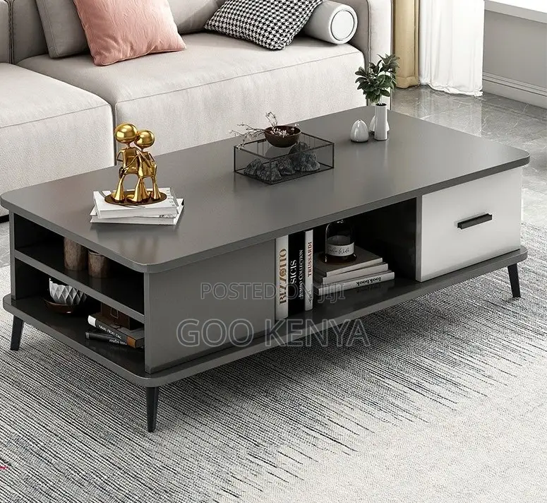 Home Table; Dual-Use Storage Coffee Table With Marble Top