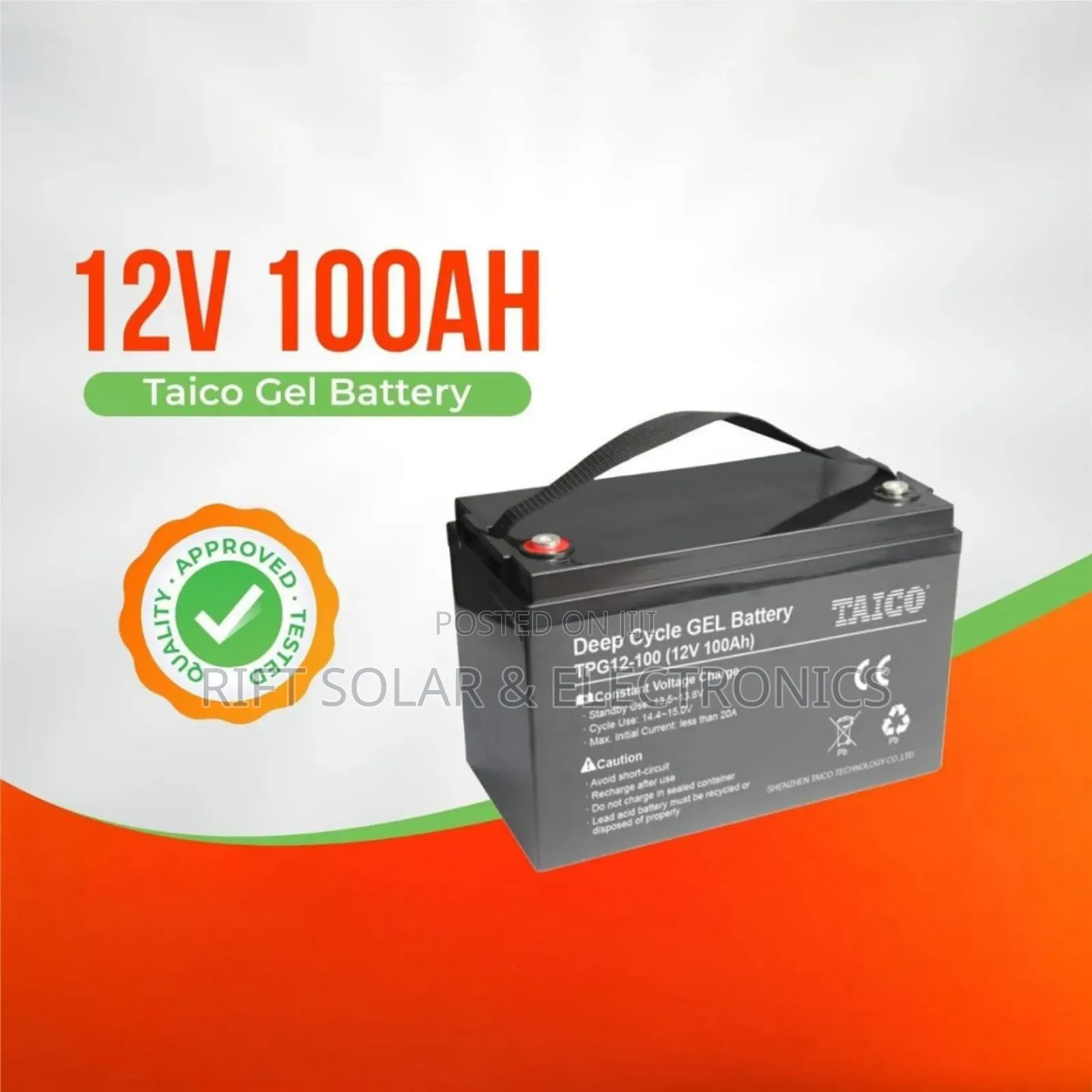 100ah - 12v Lithium Ion Solar Battery Grade a 5 Years Warranty