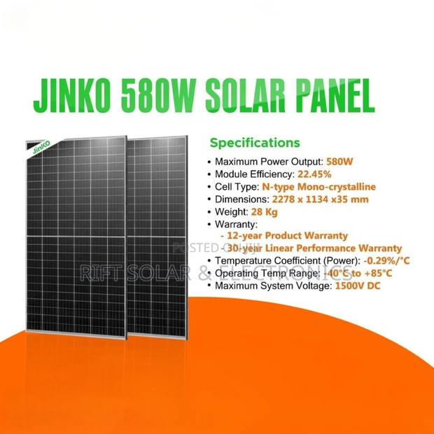 Jinko 580 Watts Monocrystalline All Weather Solar Panel