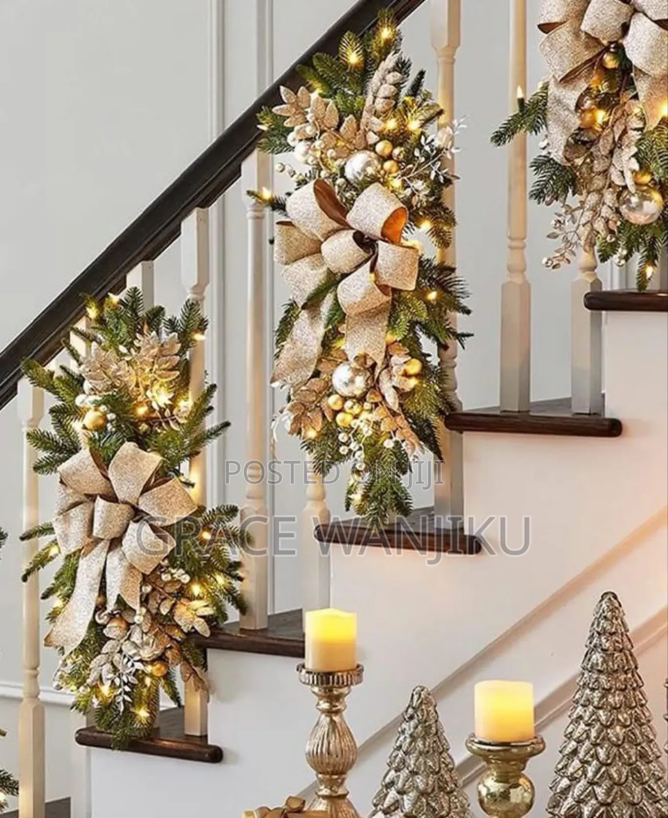 *Christmas Swag Wreath Pendants Led Lights Staircase Wreath
