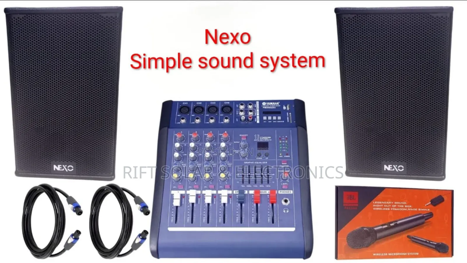 4 Channels Mixer - (2) 12" Nexo Speaker's - Wired Microphone Set