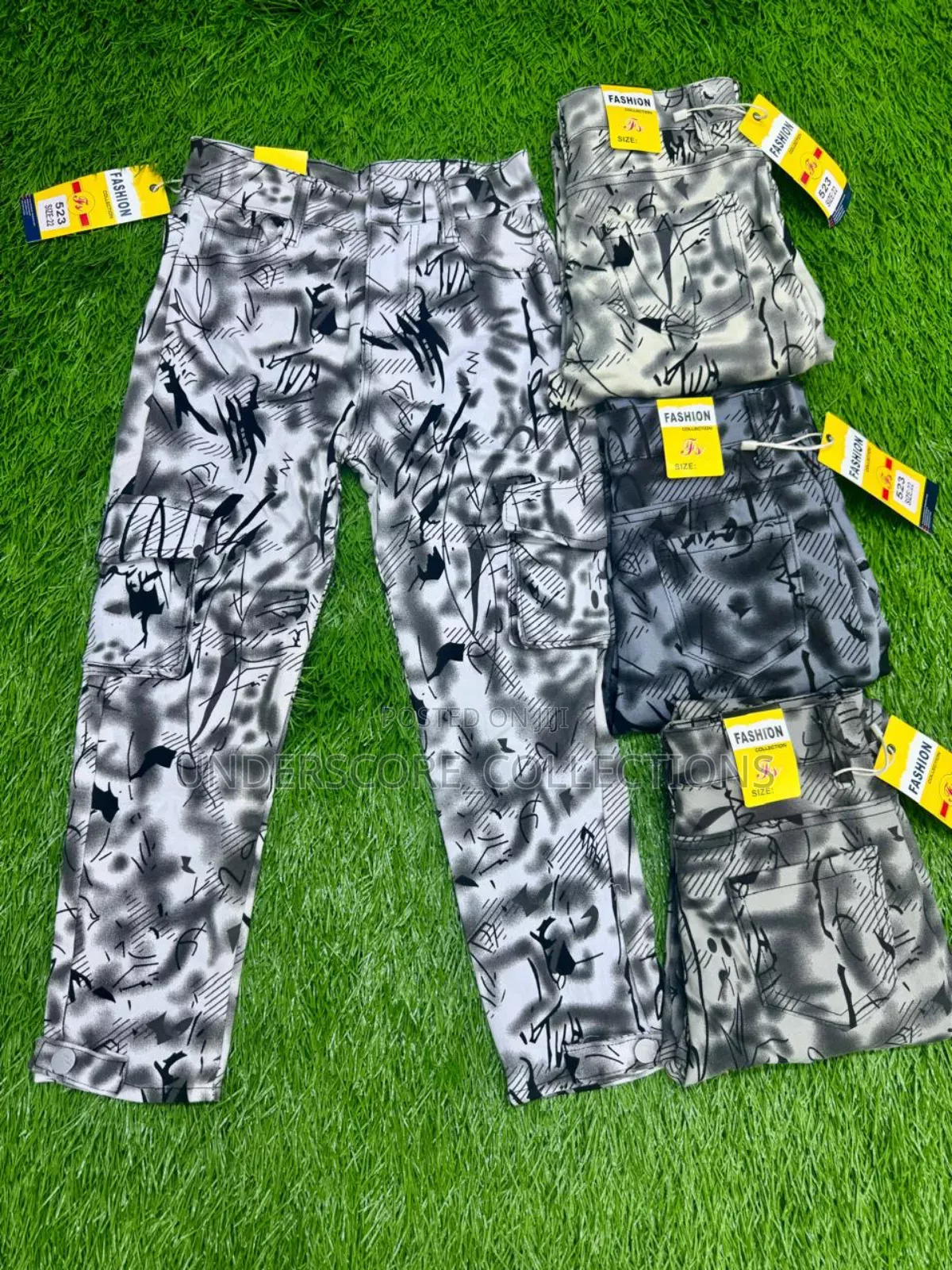 White and Black Cargo Pants