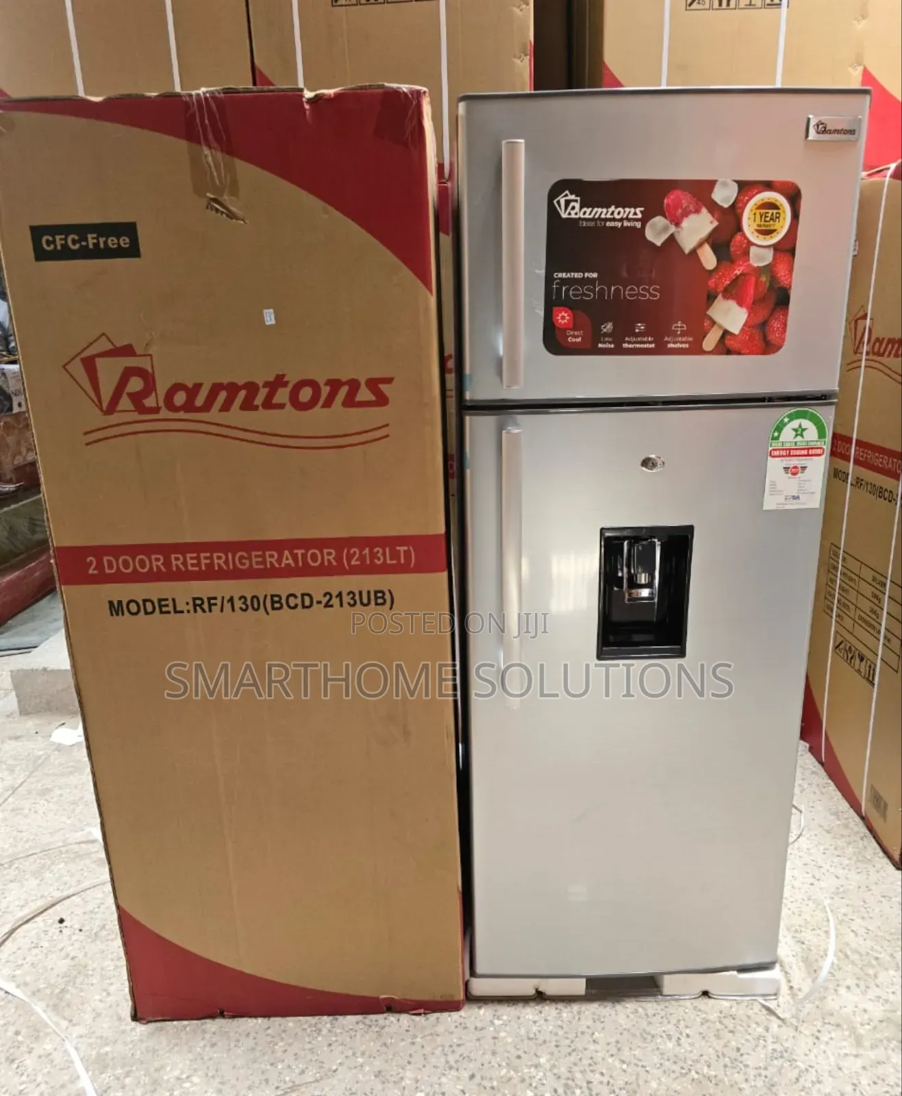 Ramtons Rf/130- 213l 2 Door Direct Cool Fridge+ Dispenser (1yr Wrty)