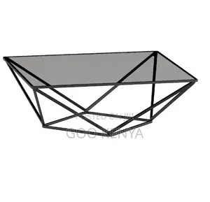 Home Table; Modern Black Glass Square Coffee Table for Living Room