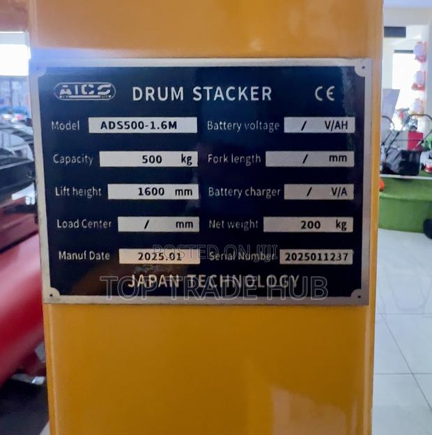 Aico Ads500-1.6m Manual Drum Stacker Lifting Height 1.6 Metres 500kgs - thumbnail 2