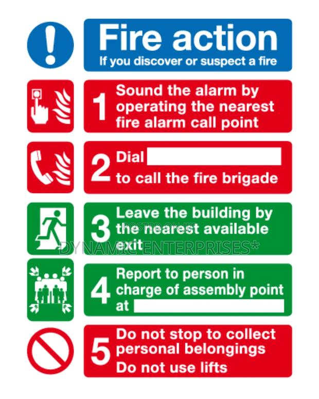 Standard Fire Action Sign - main view
