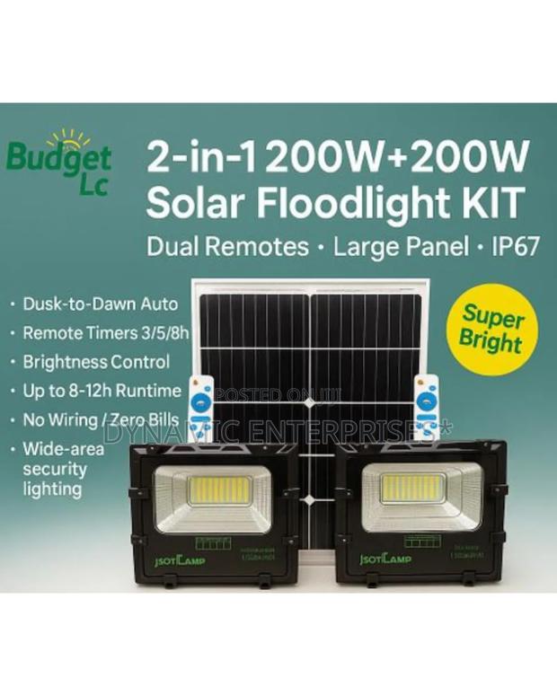 Jsot 2-in-1 200w+200w Solar Floodlight Kit. - main view
