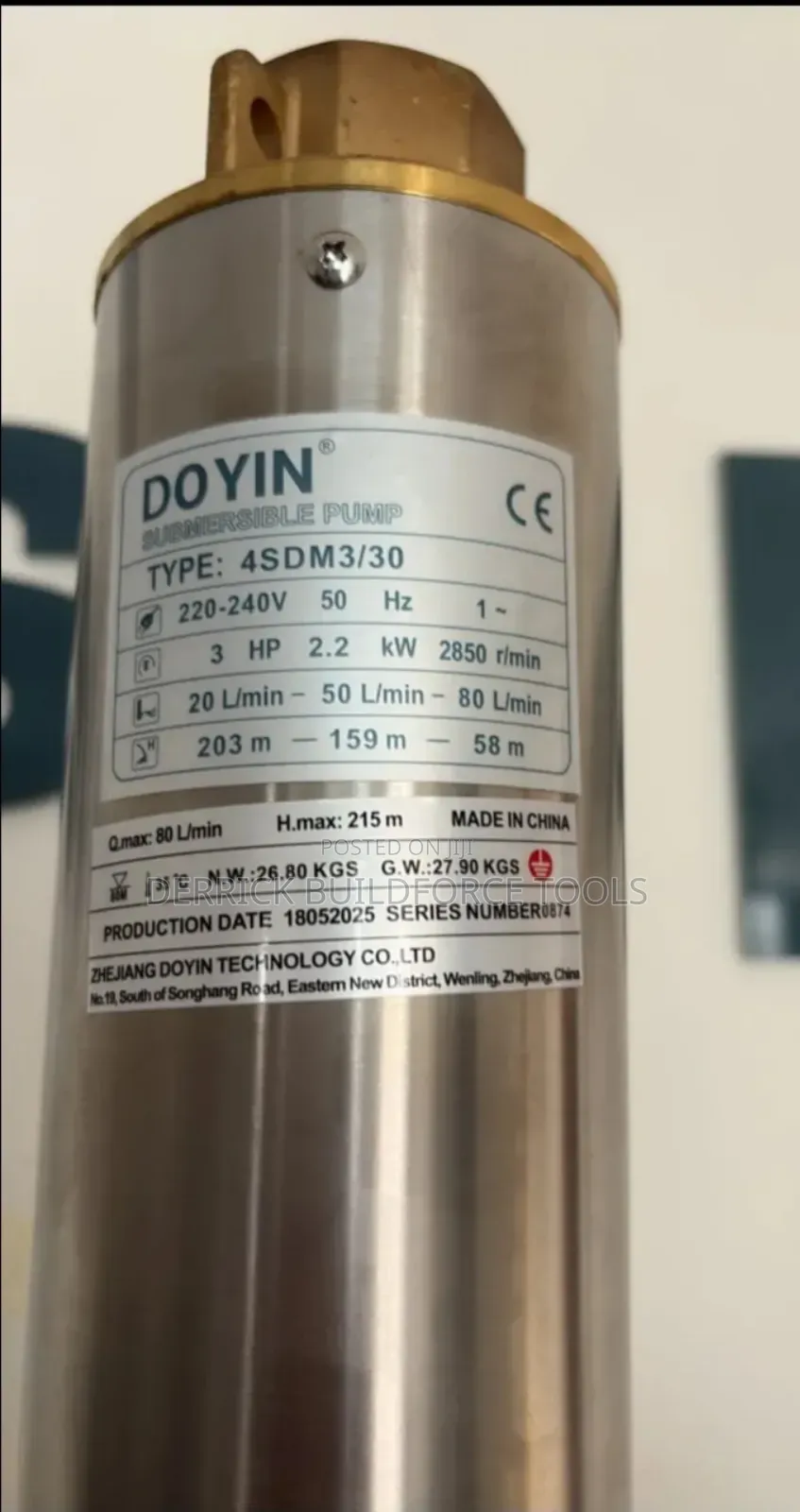 Doyin 3hp 203m Head Submersible Pump