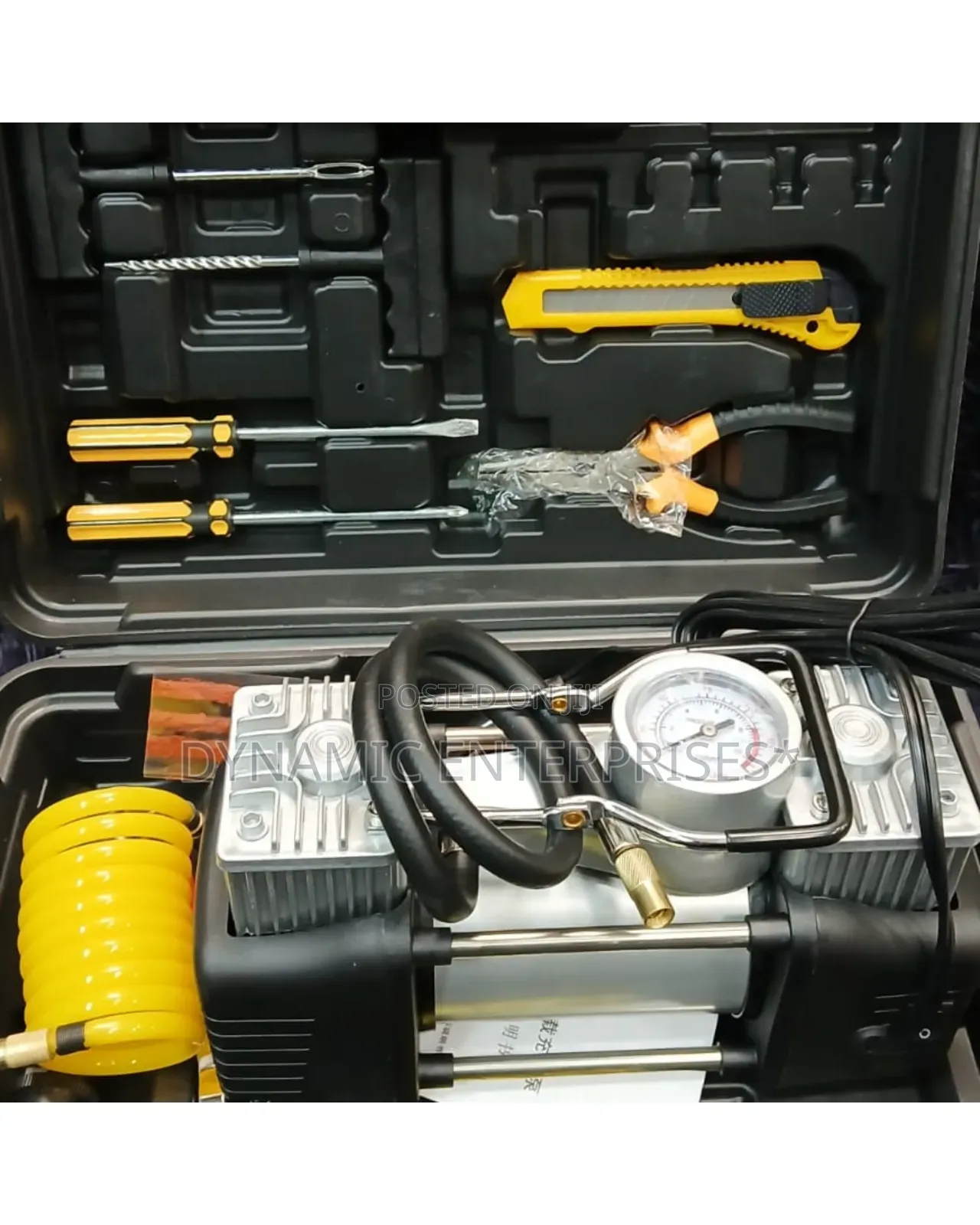 Car Air Compressor With a Tool Kit
