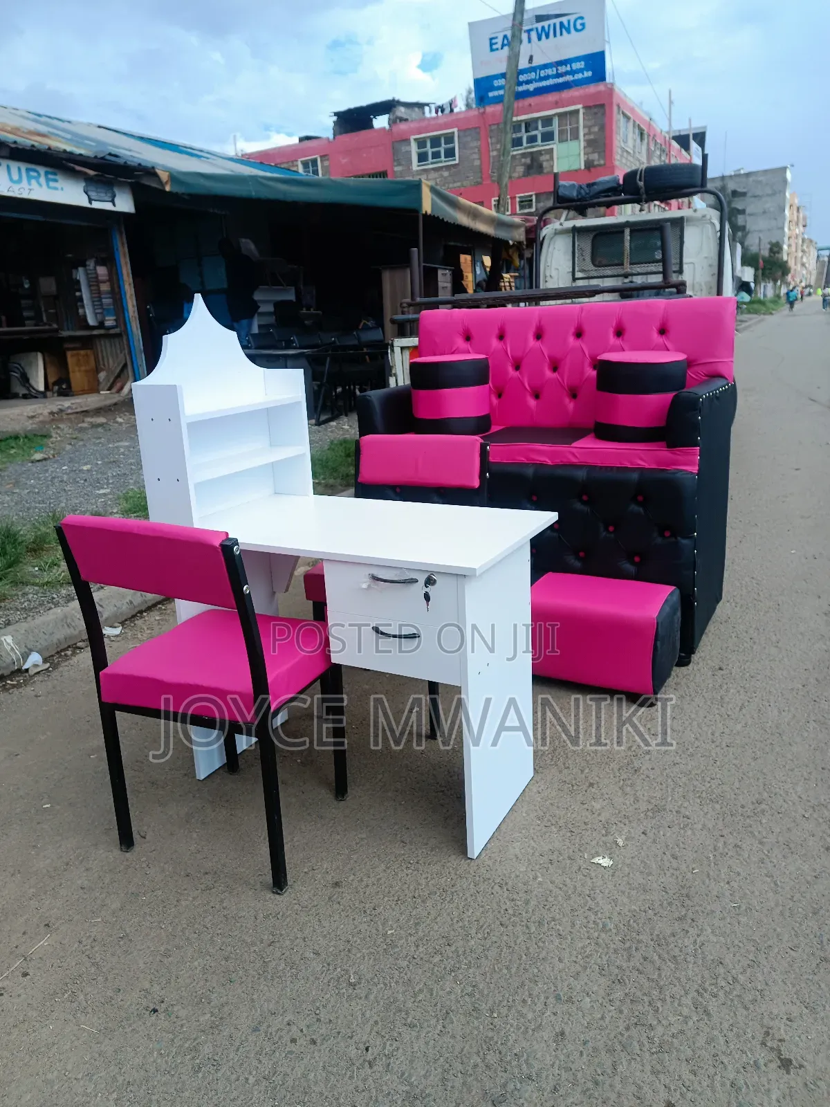 Pink N Black Pedicure 2 Seater, and Manicure Set