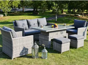 Home Dining Set; 5-Seater Durable All-Weather Rattan Garden Sofa Set