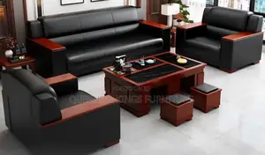 5 Seater Luxury Leather Couch With Solid Mahogany Frame