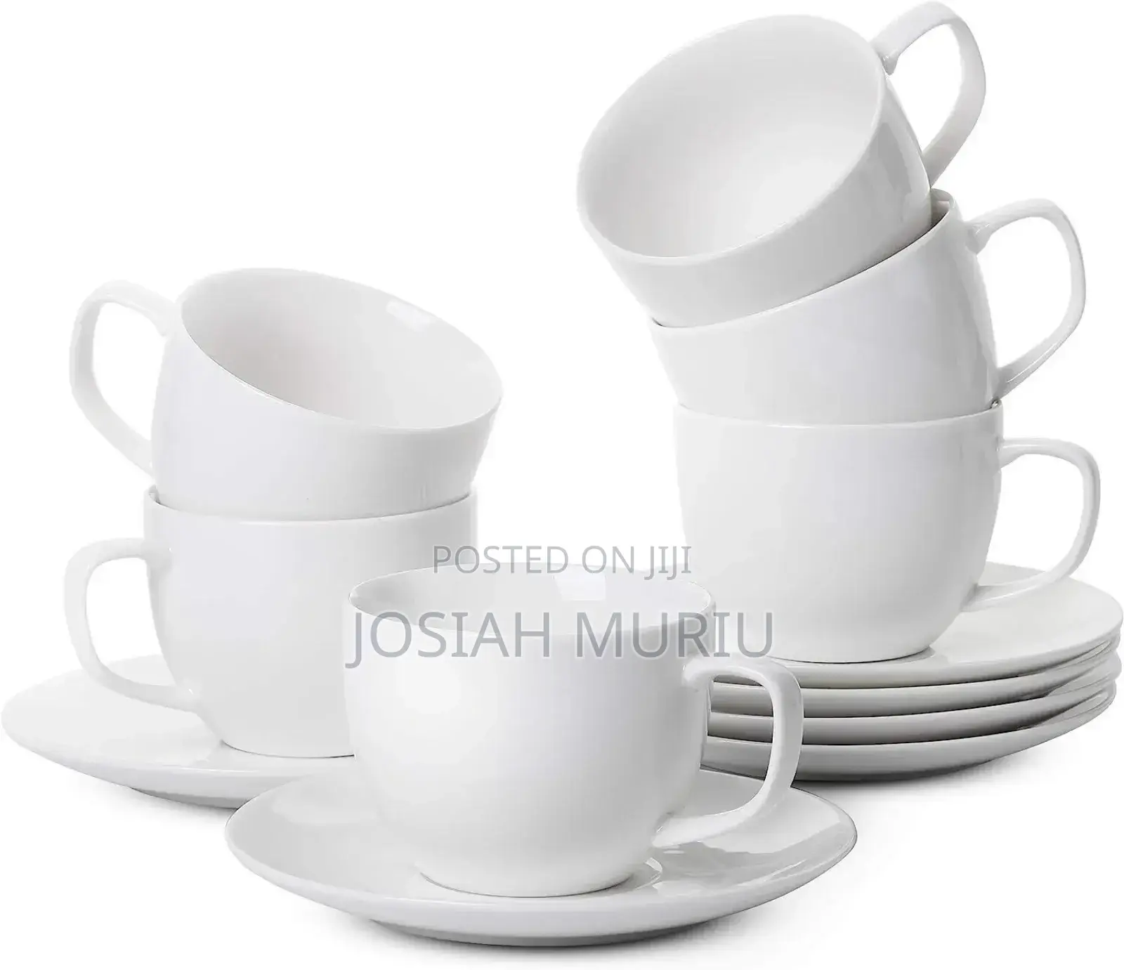 Set of 6 Luminarc Tempered Glass Cups With Saucers