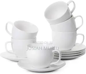 Set of 6 Luminarc Tempered Glass Cups With Saucers